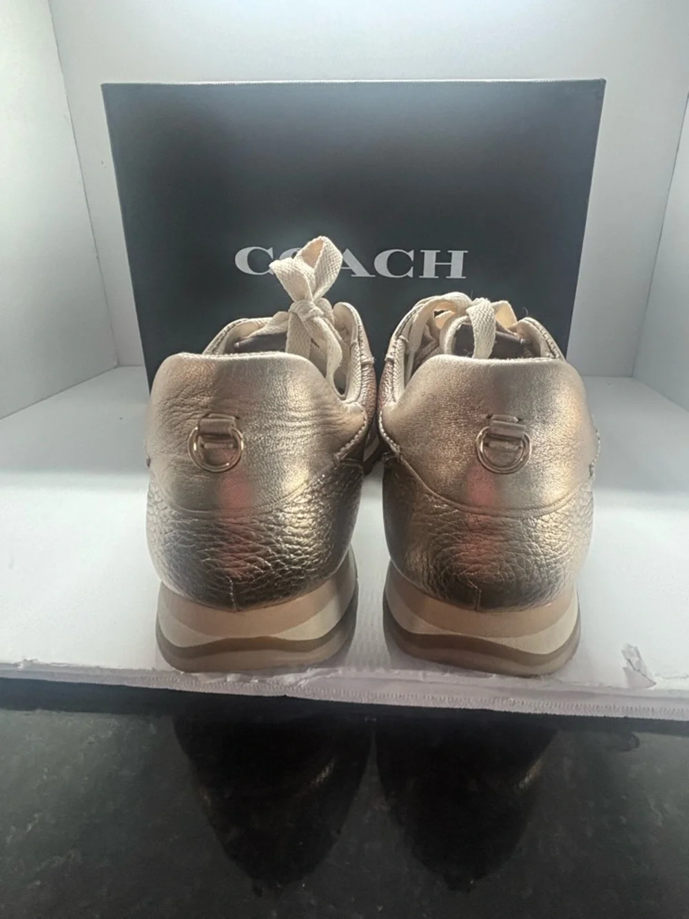 Coach Metallic and Beige Runner Sneakers - Picture 4 of 7